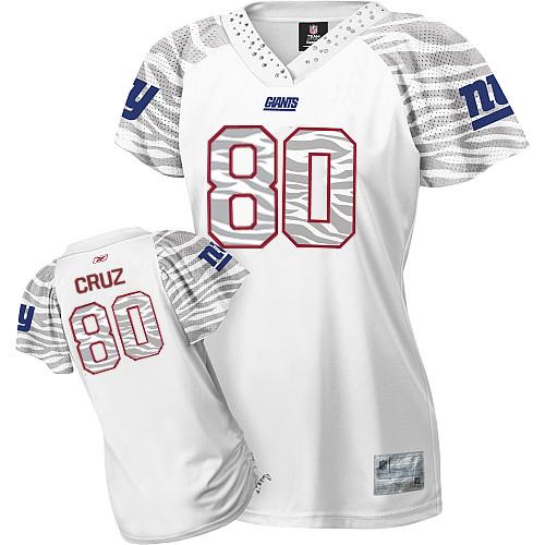 Giants #80 Victor Cruz White Women's Zebra Field Flirt Stitched NFL Jersey